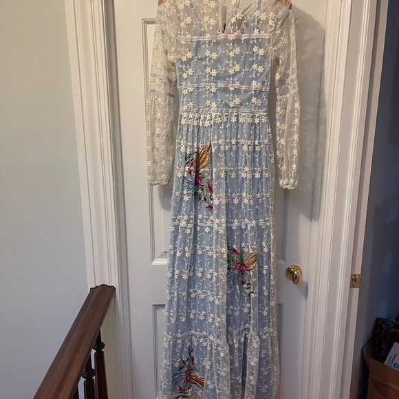 Frock & Frill embroidered blue dress with overlay - Picture 2 of 4